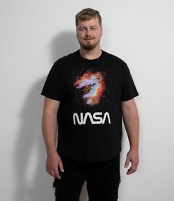 Camiseta Manga Curta em Algodão Estampa NASA Galáxia