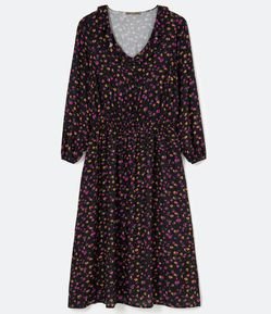 Vestido Midi Estampa Floral com Babado no Decote Curve \u0026 Plus Size - Renner