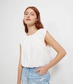 Blusa sem Manga com Abertura nas Costas e Elástico na Cintura