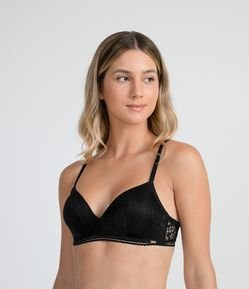 Sutiã em Tule com Bojo Triangular com Elástico Trabalhado na Barra