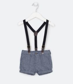 Bermuda Infantil com Suspensório Linho - Tam 0 a 18 meses