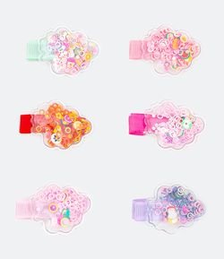 Kit 6 Presilhas De Cabelo Infantil em Plastico Divertida Mini Nuvens - Tam U