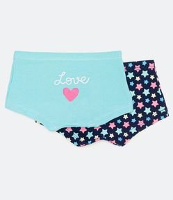 Kit 2 Calcinhas Infantil em Cotton Estampa Love e Estrelas - Tam P a GG -  Renner