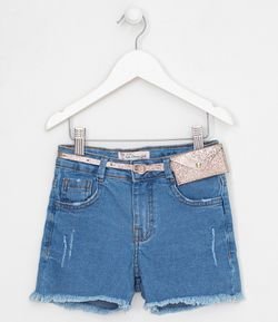 Short Infantil em Jeans com Pochete - Tam 5 a 14 anos
