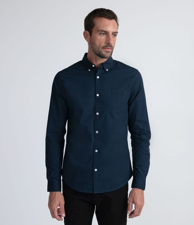 Camisa Slim em Oxford com Manga Longa