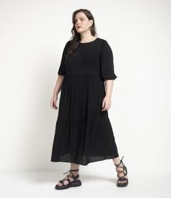Vestido Midi em Viscose com Babados Curve & Plus Size
