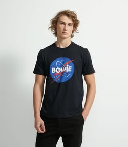 Camiseta Manga Curta em Algodão Bowie on Space