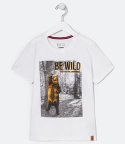 Camiseta Infantil Estampa Urso Be Wild - Tam 5 a 14 anos