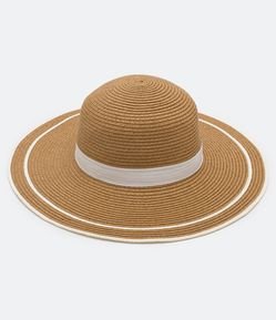 Chapéu de Praia com Aba Larga com Fita Gorgorão e Listras Contrastantes