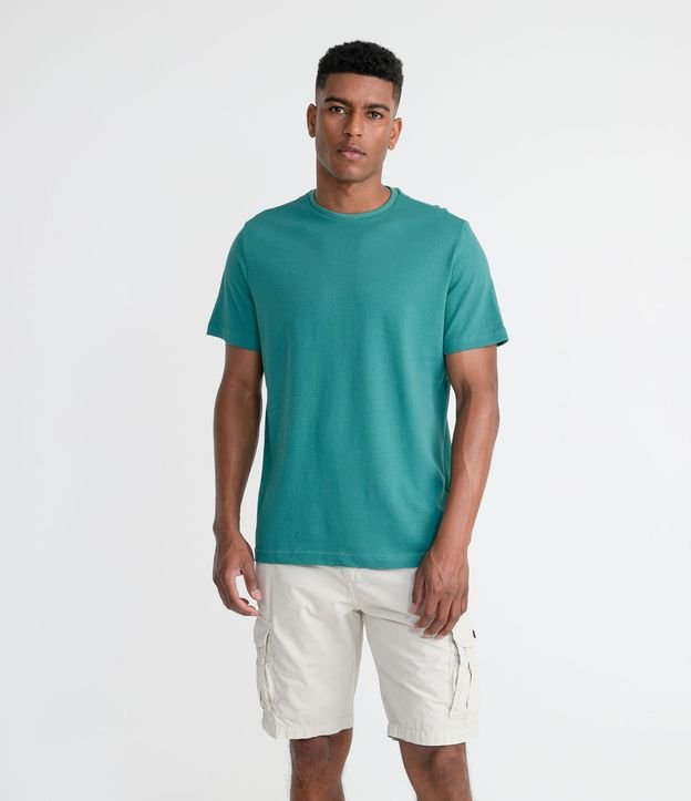 Camiseta Manga Curta com Textura - Cor: Verde - Tamanho: M
