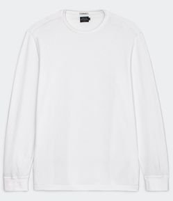 Camiseta Regular em Algodão Texturizado com Manga Longa