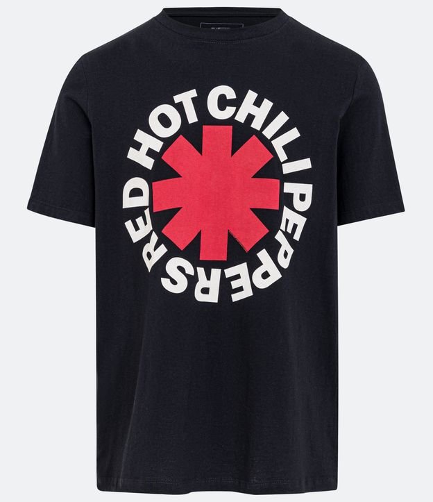 Camiseta Regular em Meia Malha com Estampa Red Hot Chili Peppers Preto 6
