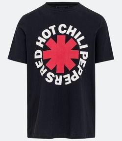 Camiseta Regular em Meia Malha com Estampa Red Hot Chili Peppers