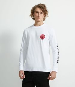 Camiseta Manga Longa Silk Peito e Costas Flor de Cerejeira Oriental