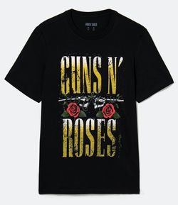 Camiseta em Meia Malha com Estampa Guns n' Roses