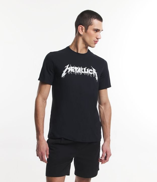 Camiseta Comfort com Estampa Metallica Brilha no Escuro Preto 1