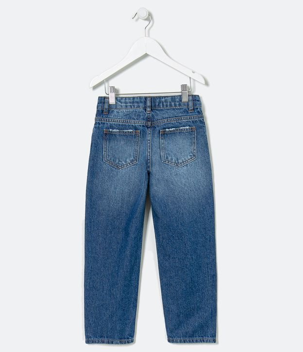 Calça Mom Infantil em Jeans com Puídos - Tam 1 a 5 anos Azul 2