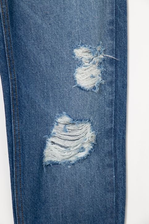 Calça Mom Infantil em Jeans com Puídos - Tam 1 a 5 anos Azul 4