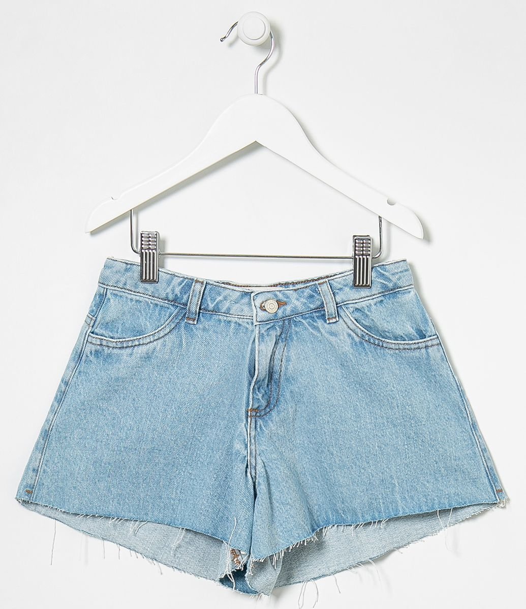 Short Infantil Jeans Liso - Tam 5 a 14 anos Menor preço em Short Infantil Jeans Liso - Tam 5 a 14 anos