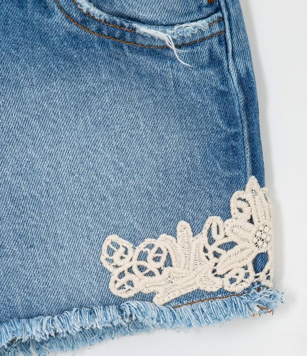 Jardineira Jeans Infantil Com Detalhe De Renda Tam 5 A 14 Anos Jardineira Jeans Infantil Com Detalhe De Renda Tam 5 A 14 Anos