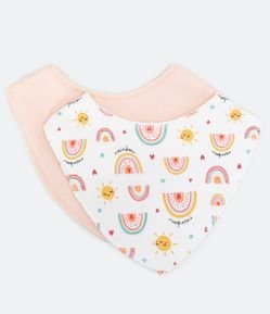 Kit 02 Babadores Infantil Bandana com Estampa de Arco-íris