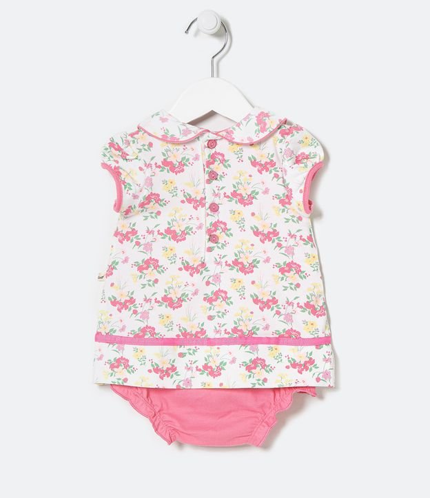 Vestido Body Infantil con Cuello Muñeca y Estampado Floral - Talle 0 a 18 meses Blanco 2