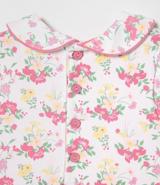 Vestido Body Infantil con Cuello Muñeca y Estampado Floral - Talle 0 a 18 meses Blanco 5