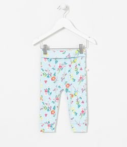 Calça Infantil Estampa Floral com Dobra na Cintura - Tam 0 a 18 meses