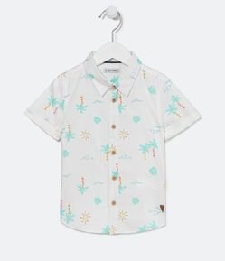 Camisa Infantil em Algodão com Estampa Coqueirinhos - Tam 1 a 5 anos