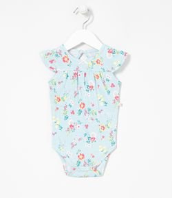 Body Infantil Estampa Floral - Tam 0 a 18 meses