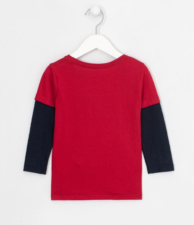 Camiseta Infantil Sobreposta Estampa Dino Abduzido - Tam 1 a 5 anos | Póim (1 a 5 anos) | Vermelho | 01