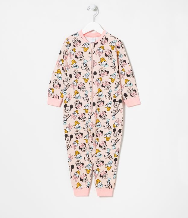 Pijama Macacão Infantil em Moletinho Estampa Minnie e Amigos - Tam 1 a 4 anos