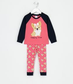 Pijama Infantil Longo Estampa de Cachorrinho - Tam 1 a 4 anos