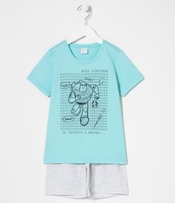 Pijama Infantil Curto Estampa Buzz Toy Story - Tam 1 a 8 anos