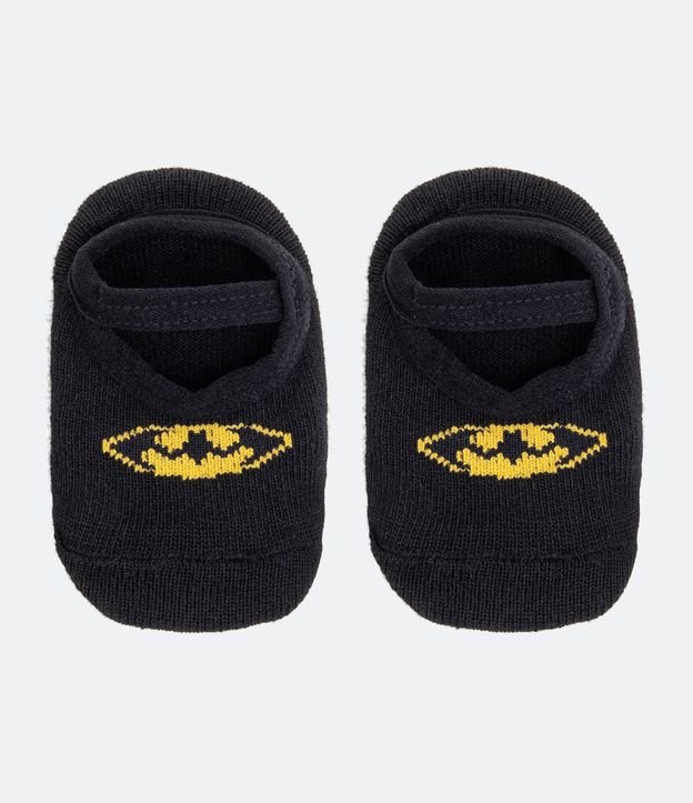 Calcetín Zapatillas Infantil Antideslizantes Estampado de Batman - Tam 0 a 12 meses Negro 1
