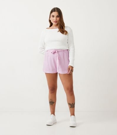 Short Clochard em Linho com Cinto Faixa Menor preço em Short Clochard em Linho com Cinto Faixa