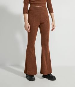Calça Flare em Jacquard com Cós Largo