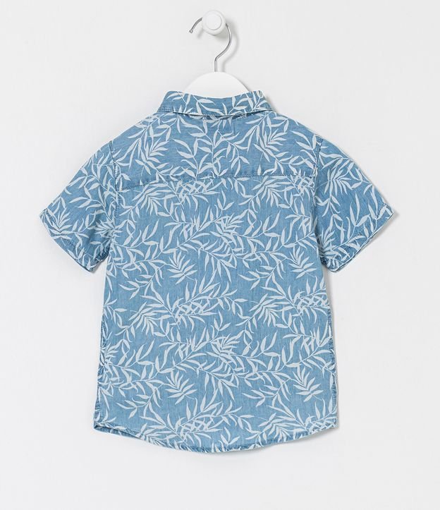 Camisa Infantil  em Liocel com Estampa de Folhagens - Tam 1 a 5 anos Azul 2