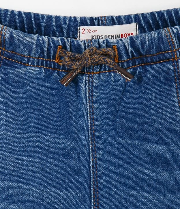 Calça Infantil Jogger em Jeans com Cós Elástico e Amarração - Tam 1 a 5 Anos Azul 3