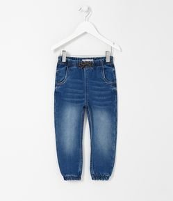 Calça Infantil Jogger em Jeans com Cós Elástico e Amarração - Tam 1 a 5 Anos