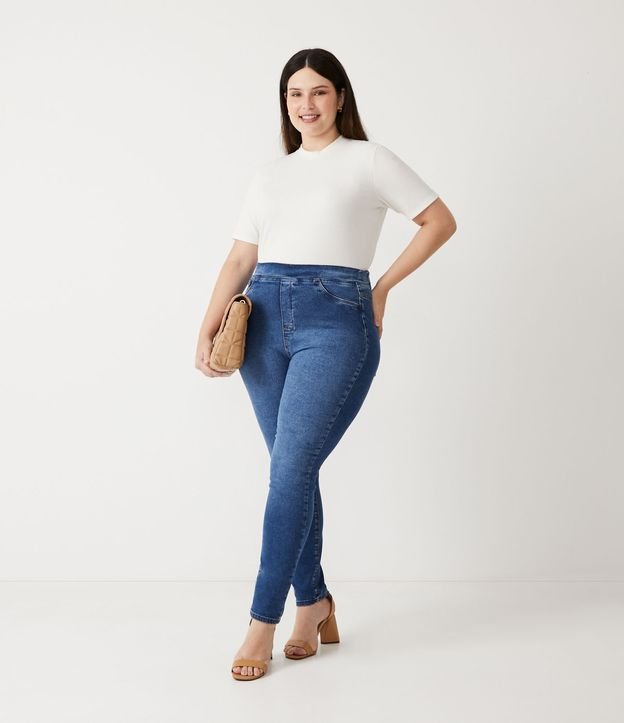 Calça Jegging Jeans com Elástico nas Costas Curve & Plus Size Azul