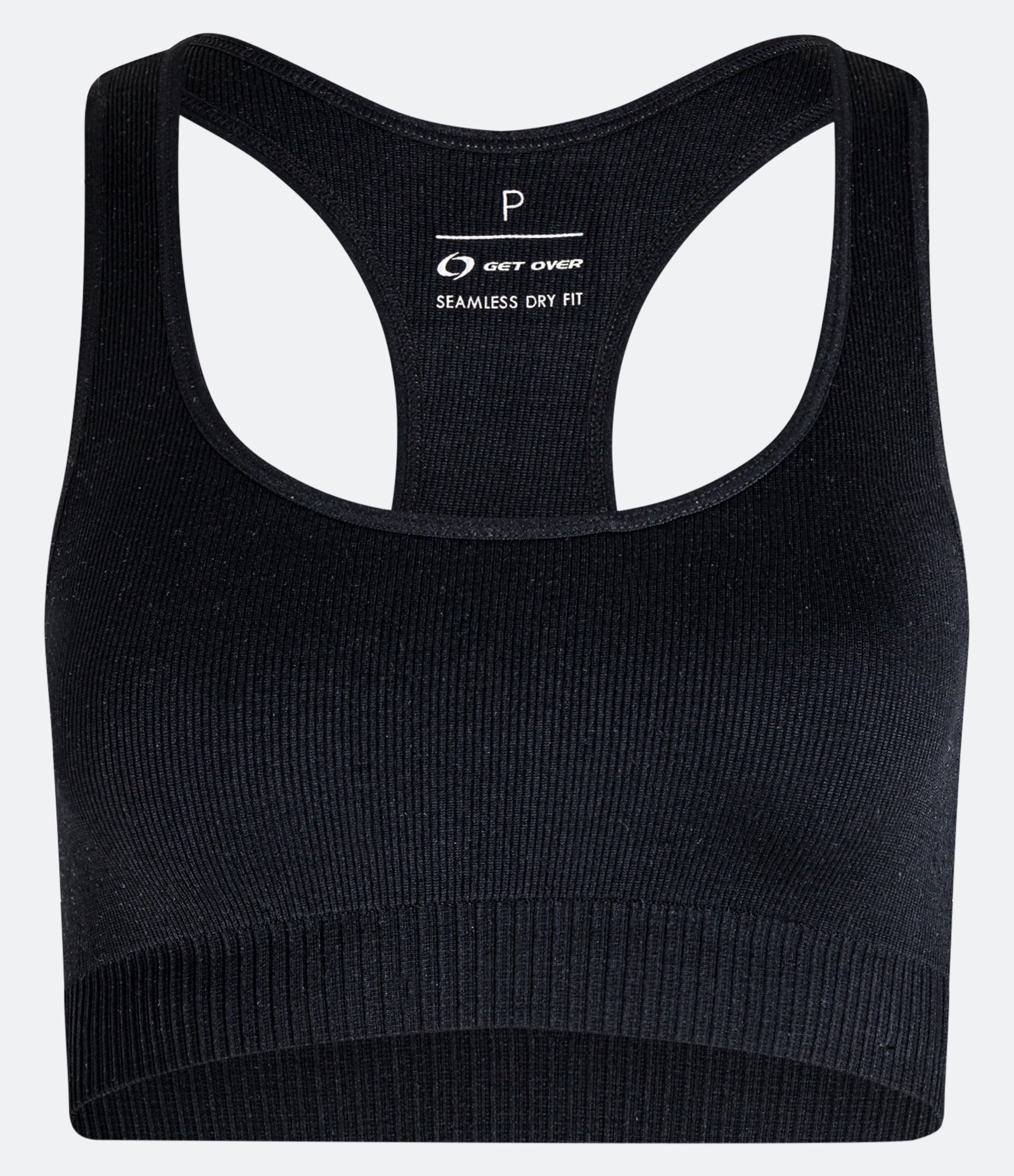 Top Básico Esportivo em Poliamida Texturizada sem Bojo e sem Costura Preto 1
