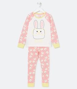 Pijama Infantil Longo Estampa de Coelho com Óculos - Tam 5 a 14 anos