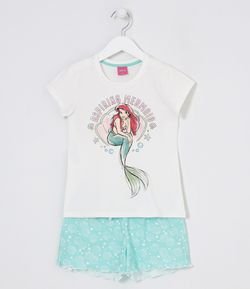 Pijama Infantil Curto Estampa Ariel - Tam 2 a 8 Anos