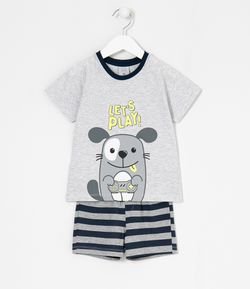 Pijama Infantil Curto Estampa de Cachorro - Tam 1 a 4 anos