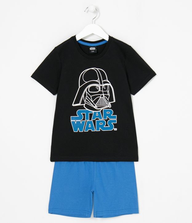 Pijama Infantil Curto Estampa Star Wars Darth Vader - Tam 5 a 14 anos