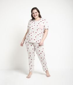 Pijama Longo em Viscolycra Estampa Estrela com Bolsinho Curve & Plus Size