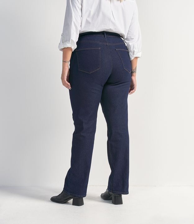 Pantalón Recto Jeans sin Estampado Curve & Plus Size Azul 2