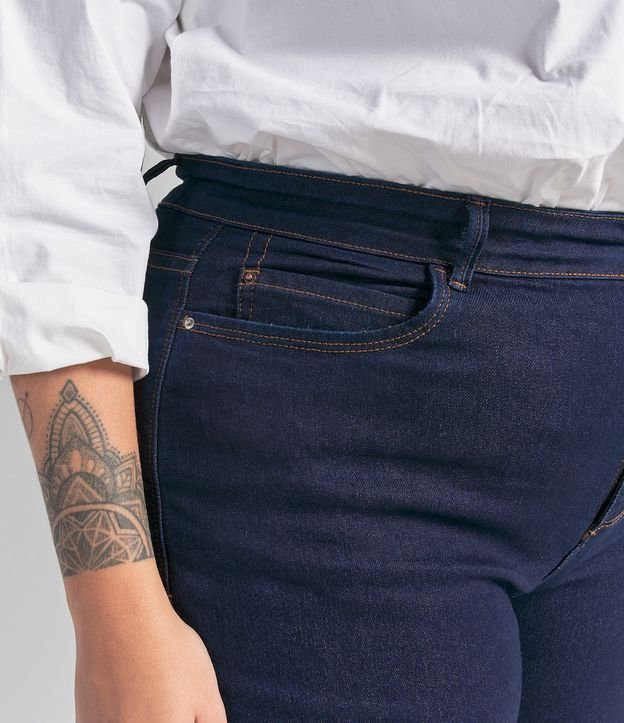 Pantalón Recto Jeans sin Estampado Curve & Plus Size Azul 3