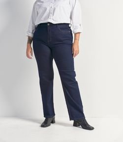 Calça Reta Jeans Sem Estampa Curve & Plus Size